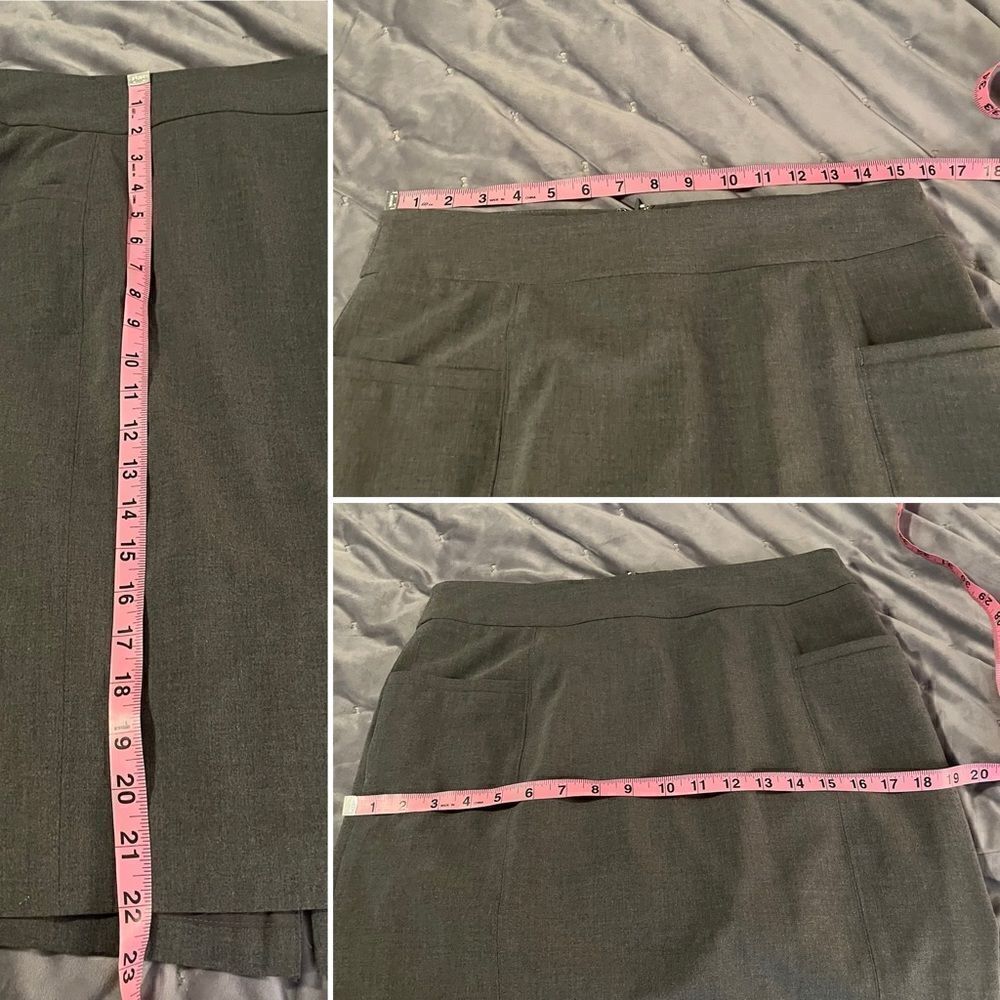 Apostrophe Essentials Pencil Mini Skirt Pockets Grey 8 - Picture 8 of 9